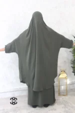 Jilbab jupe Jazz vert pétrole Kellya vue de dos (A2j jazz 246)