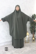 Jilbab jupe Jazz vert pétrole kellya vue de face 2 (A2j jazz 246)