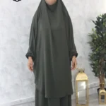 Jilbab 2 pièces jupe vert foncé jazz El Bassira (A2j Jazz 246)