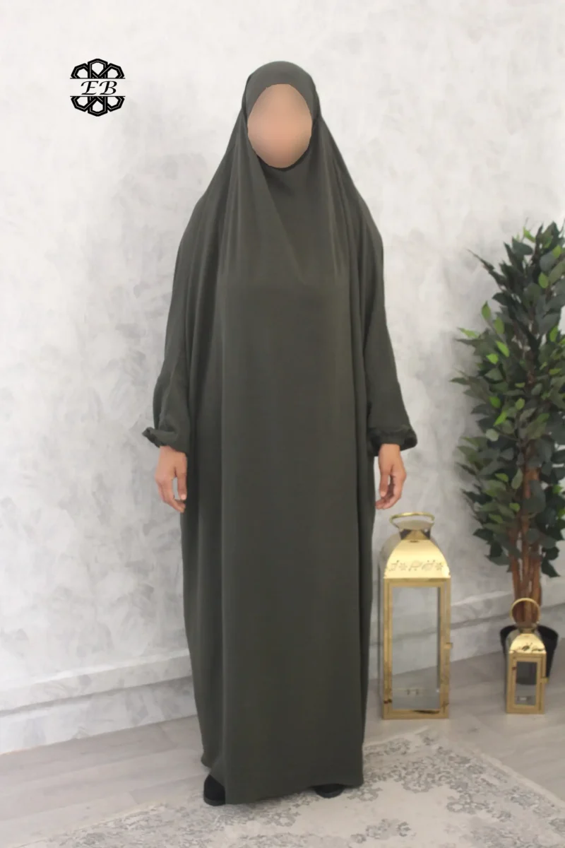 Jilbab 1 piece vert fonce jazz Kellya vue de face