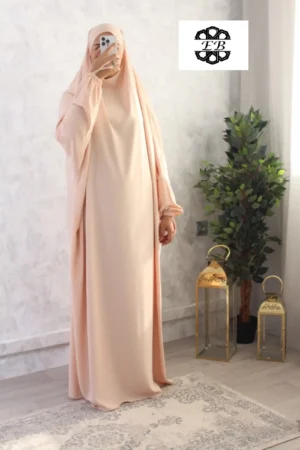 Jilbab 1 pièce beige rose koshibo El Bassira (A1 KOS beige)
