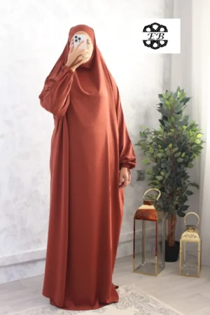 Jilbab 1 pièce marron brique koshibo El Bassira (A1 KOS brown)
