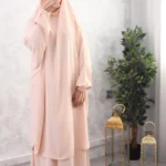 Jilbab 2 pièces jupe beige rose koshibo El Bassira (A2j KOS beige)