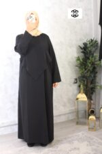 abaya-allaitement-cache-poitrine-coupe-droite-noir-wool-peach-El-Bassira-Hrb-WP-black