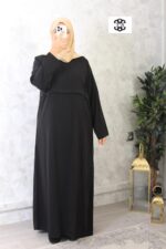 abaya-allaitement-coupe-droite-noir-wool-peach-El-Bassira-Hr-WP-black