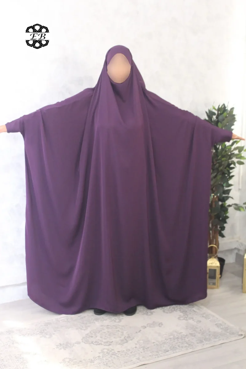 Jilbab 1 piece saoudien Nida prune 245 vue de face 2