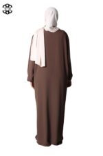abaya droite extra large soie de médine chestnut El Bassira Numidia e chestnut (1)