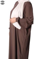 abaya droite extra large soie de médine chestnut El Bassira Numidia e chestnut (2)