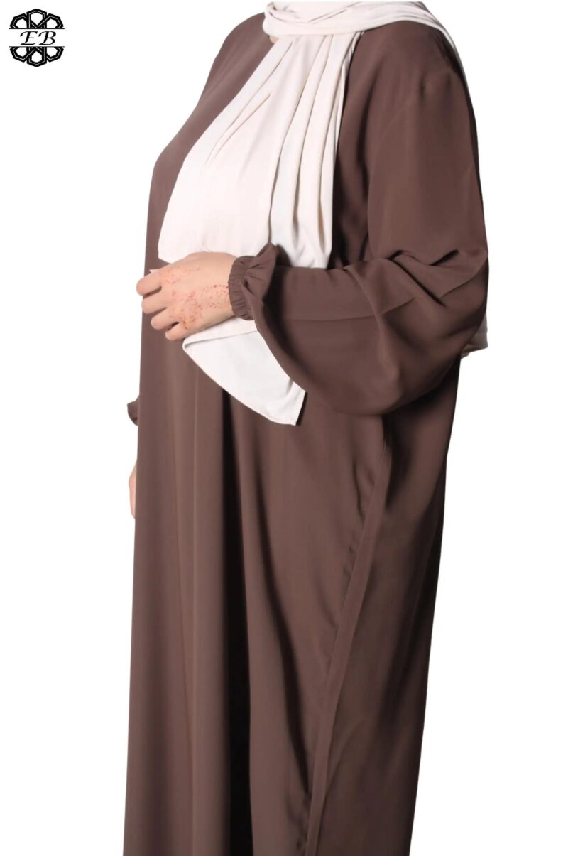 abaya droite extra large soie de médine chestnut El Bassira Numidia e chestnut (2)