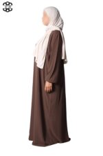 abaya droite extra large soie de médine chestnut El Bassira Numidia e chestnut (4)