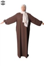 abaya droite extra large soie de médine chestnut El Bassira Numidia e chestnut (5)