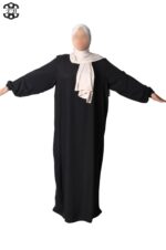 abaya droite extra large soie de médine noir El Bassira Numidia e black (5)