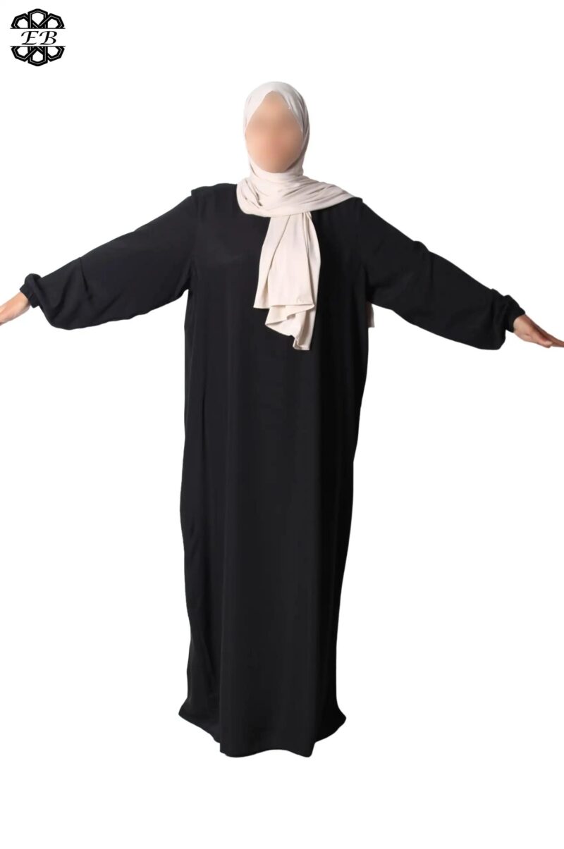 abaya droite extra large soie de médine noir El Bassira Numidia e black (5)