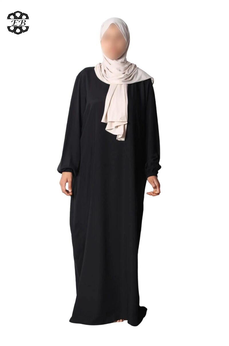 abaya droite extra large soie de médine noir El Bassira Numidia e black (8)