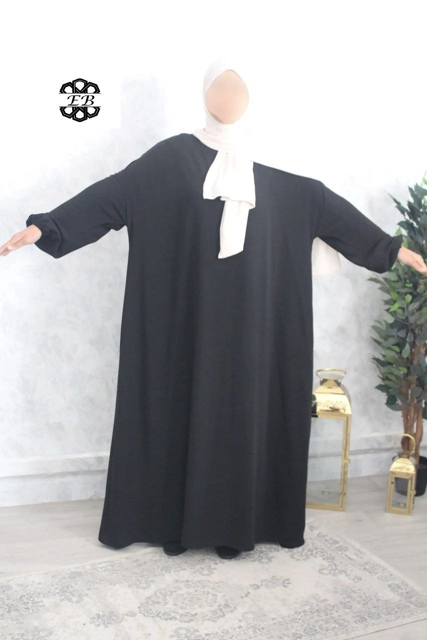 Abaya évasée noir caviary El Bassira Emma e (ke CAV black)