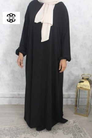 Abaya évasée noir caviary El Bassira Emma e (ke CAV black)