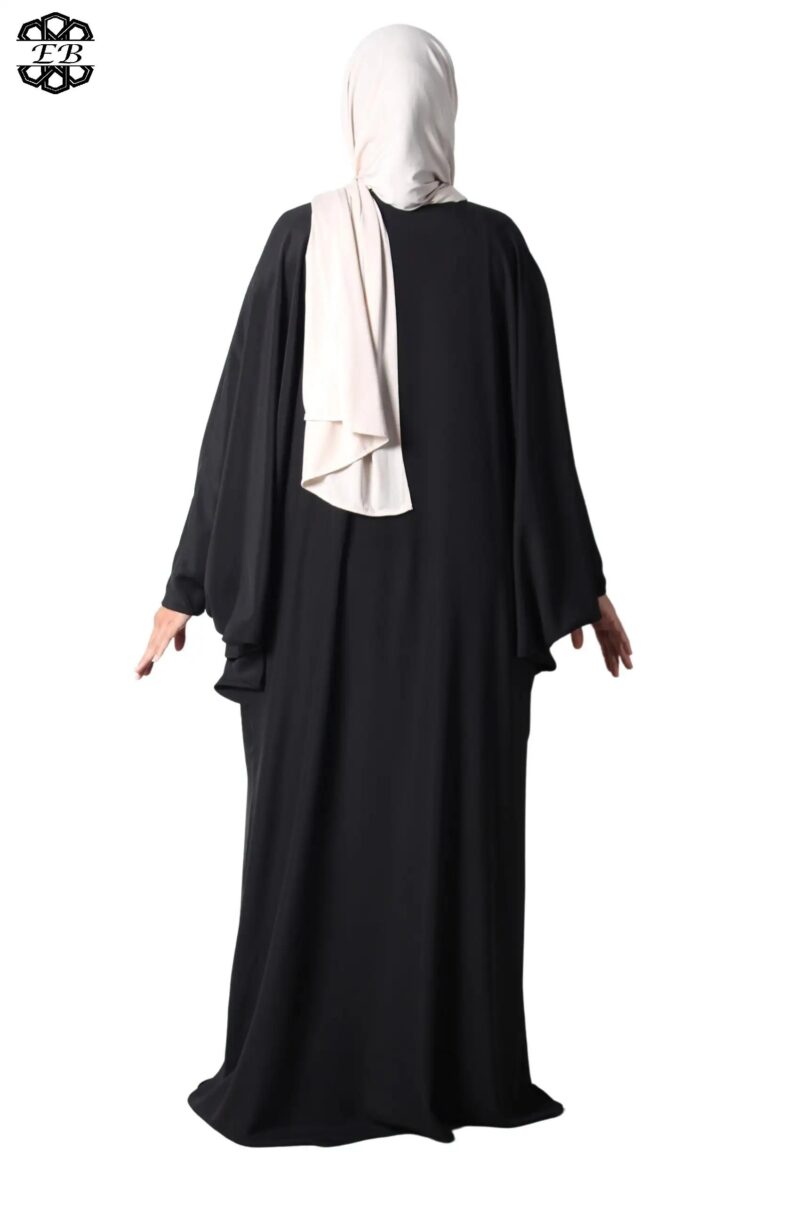 abaya papillon soie de médine noir El Bassira Duna e black (1)