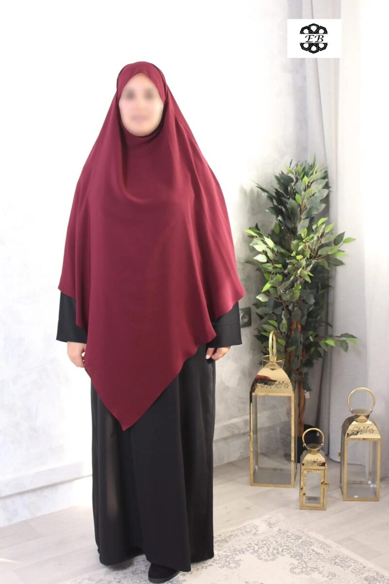 khimar long bordeaux pointu wool peach El Bassira Bp3 WP 162