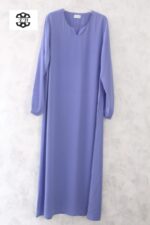 abaya-droite-manches-serrees-bleuet-wool-peach-el-bassira-he-wp-105
