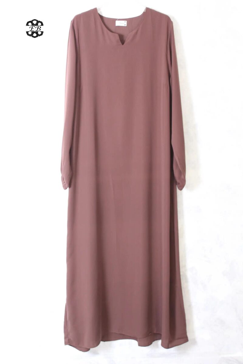 abaya-droite-manches-serrees-marron-cafe-wool-peach-el-bassira-he-wp-06