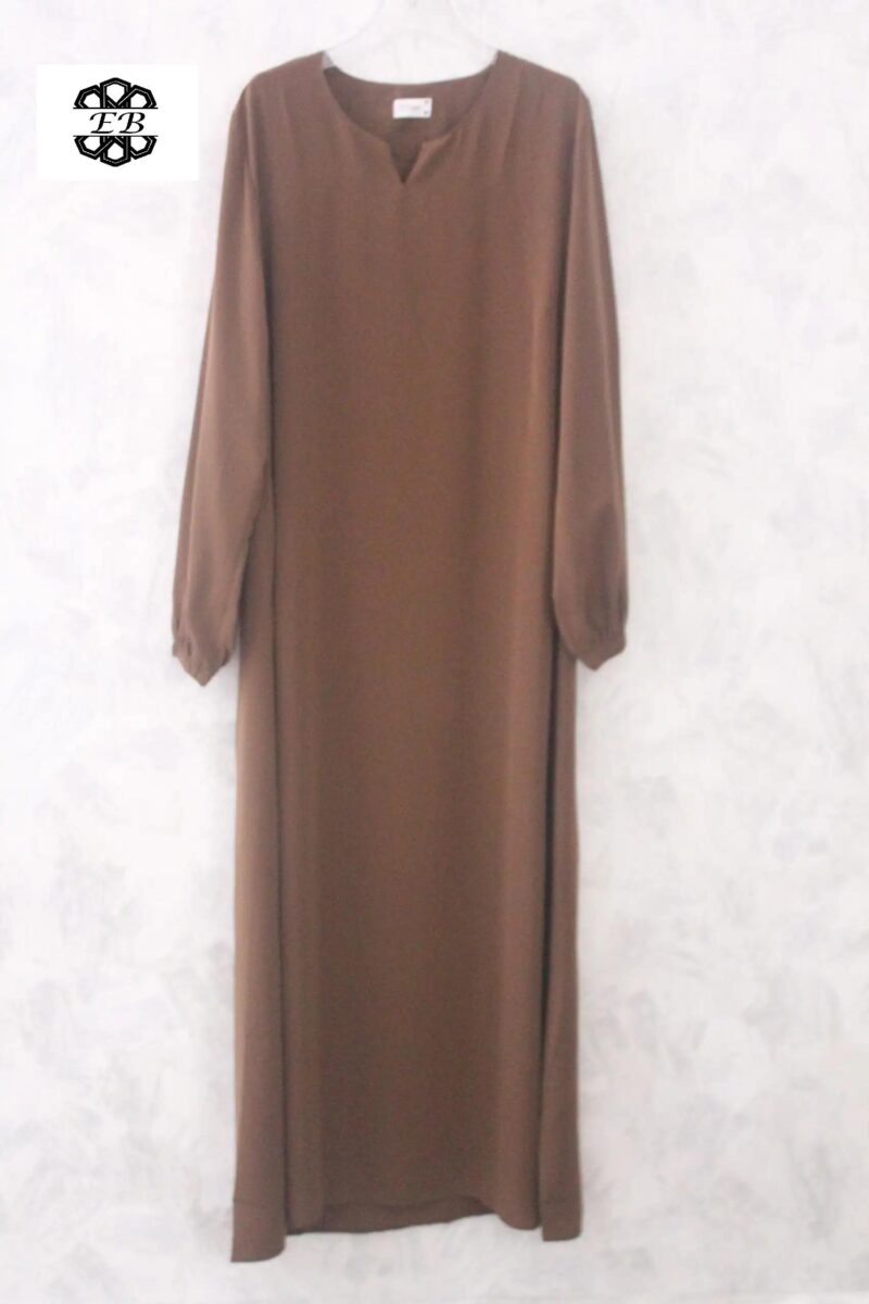 abaya-droite-manches-serrees-marron-cannelle-wool-peach-el-bassira-he-wp-10