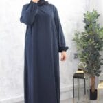 abaya droite caviary col rond manches serrées El Bassira (Sira e CAV)