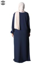 abaya droite manches serrées soie de médine black iris El Bassira Sira e black iris (1)