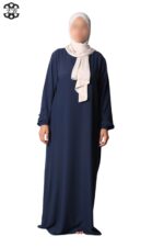 abaya droite manches serrées soie de médine black iris El Bassira Sira e black iris (3)