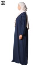 abaya droite manches serrées soie de médine black iris El Bassira Sira e black iris (4)