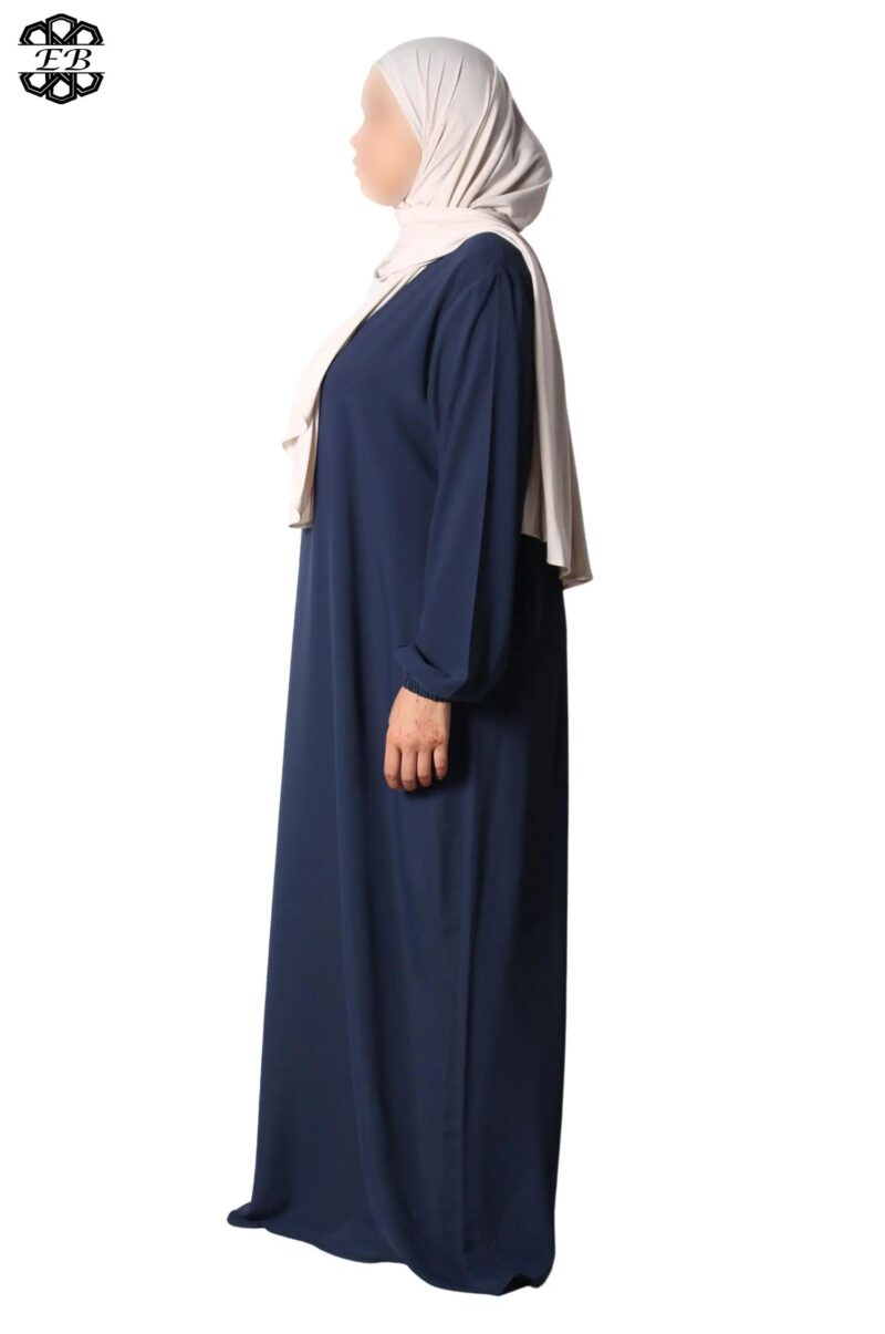 abaya droite manches serrées soie de médine black iris El Bassira Sira e black iris (4)