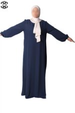 abaya droite manches serrées soie de médine black iris El Bassira Sira e black iris (5)