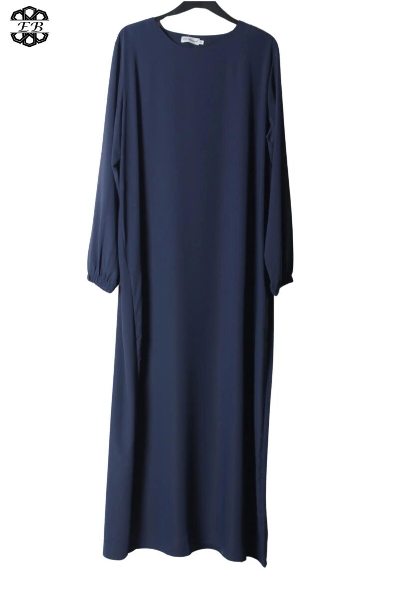abaya droite manches serrées soie de médine black iris El Bassira Sira e black iris (6)