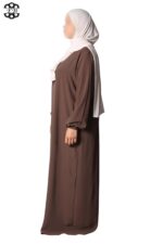 abaya droite manches serrées soie de médine chestnut El Bassira Sira e chestnut (1)
