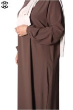abaya droite manches serrées soie de médine chestnut El Bassira Sira e chestnut (2)