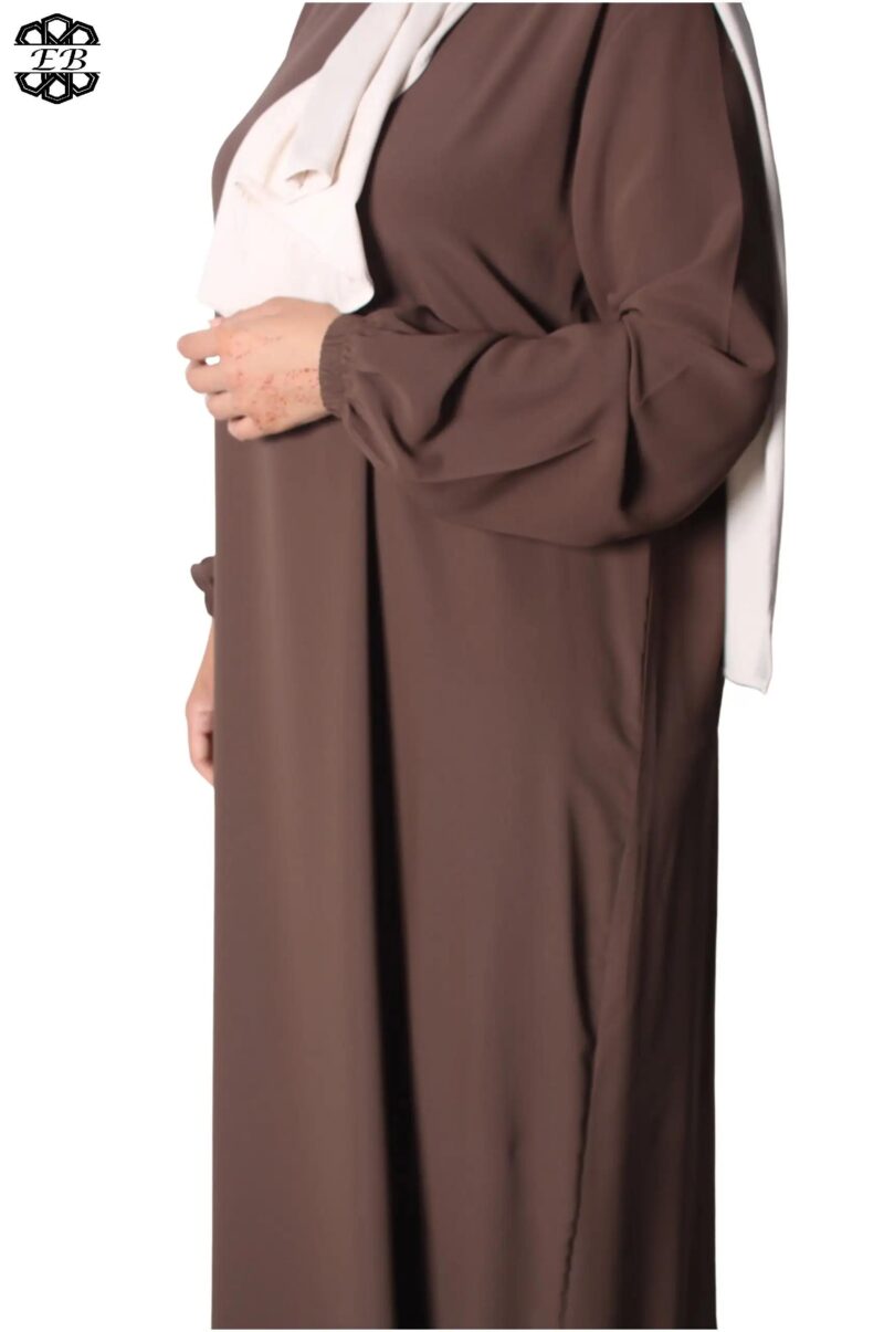 abaya droite manches serrées soie de médine chestnut El Bassira Sira e chestnut (2)