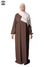 abaya droite manches serrées soie de médine chestnut El Bassira Sira e chestnut (3)