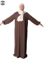 abaya droite manches serrées soie de médine chestnut El Bassira Sira e chestnut (4)
