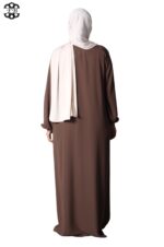 abaya droite manches serrées soie de médine chestnut El Bassira Sira e chestnut (5)