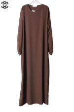 abaya droite manches serrées soie de médine chestnut El Bassira Sira e chestnut (6)