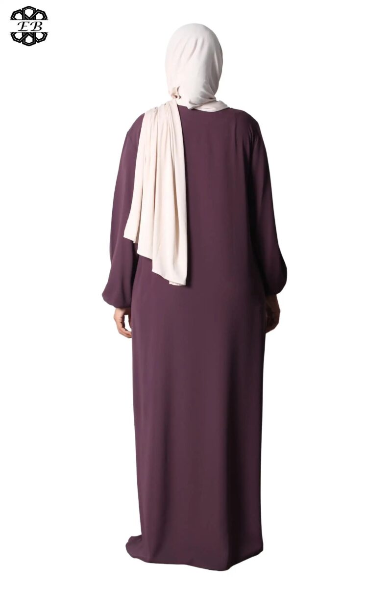 abaya droite manches serrées soie de médine fig El Bassira Sira e fig (1)