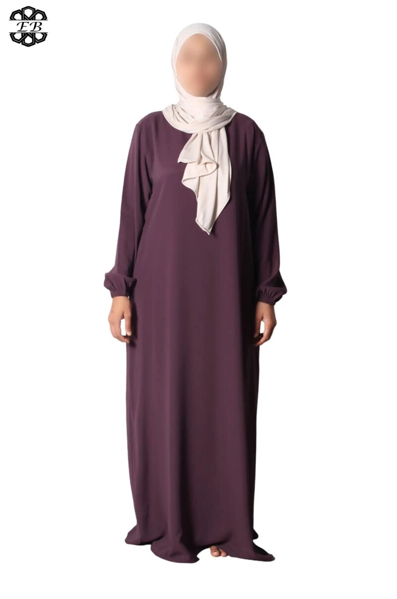 abaya droite manches serrées soie de médine fig El Bassira Sira e fig (2)
