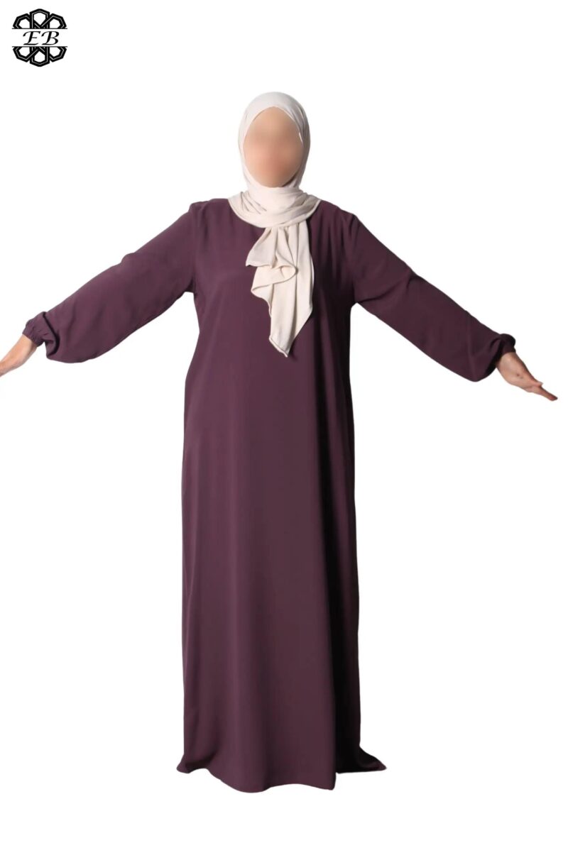 abaya droite manches serrées soie de médine fig El Bassira Sira e fig (4)