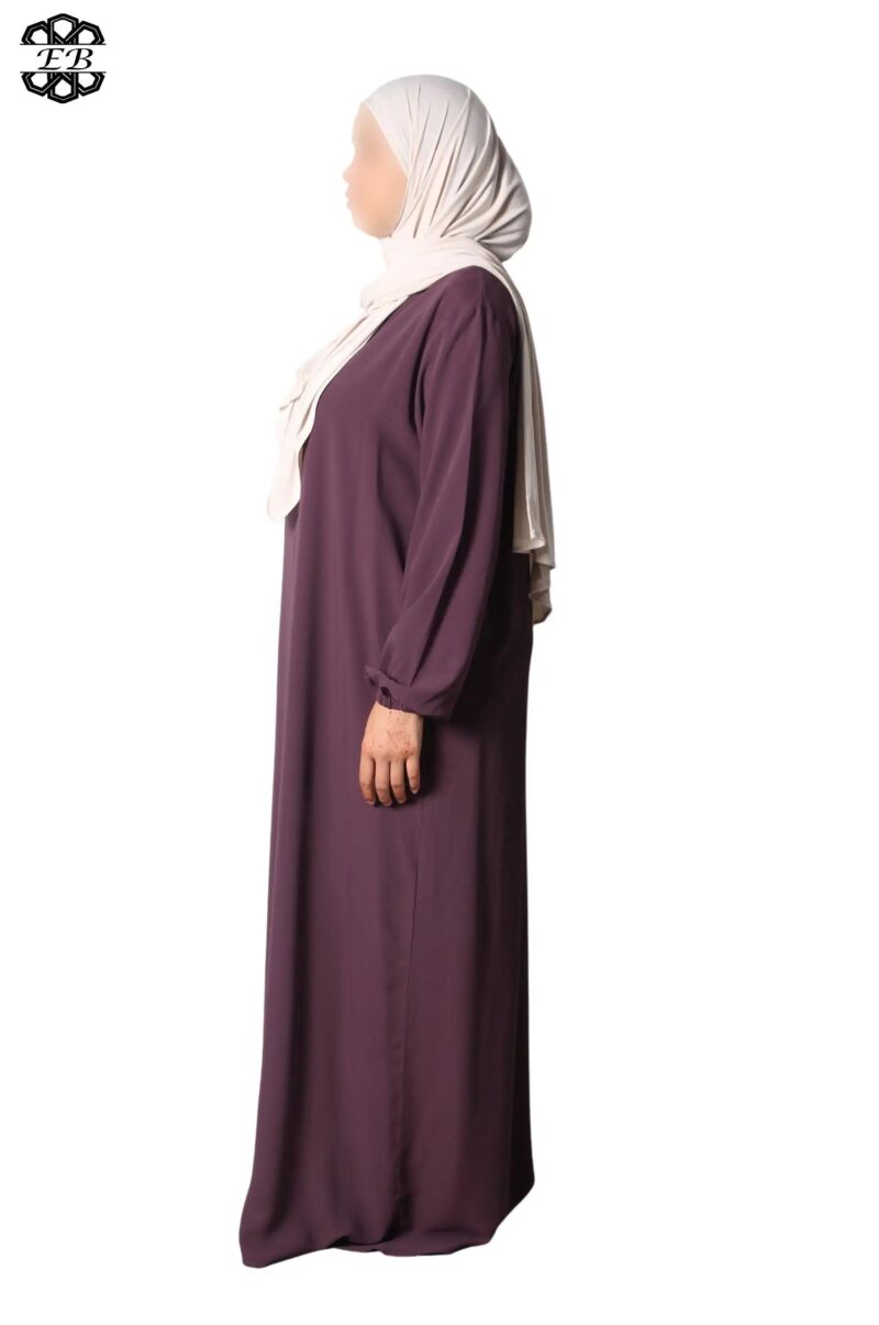 abaya droite manches serrées soie de médine fig El Bassira Sira e fig (5)