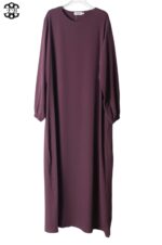 abaya droite manches serrées soie de médine fig El Bassira Sira e fig (6)