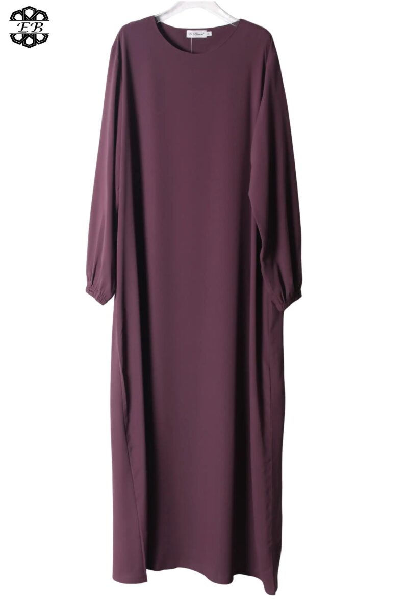 abaya droite manches serrées soie de médine fig El Bassira Sira e fig (6)