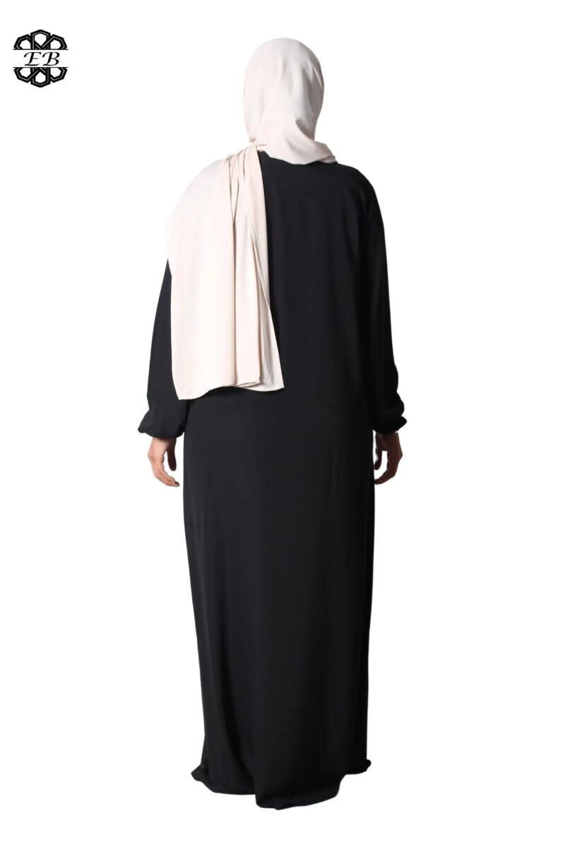 abaya droite manches serrées soie de médine noir El Bassira Sira e black (1)