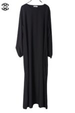 abaya droite manches serrées soie de médine noir El Bassira Sira e black (2)