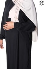 abaya droite manches serrées soie de médine noir El Bassira Sira e black (3)