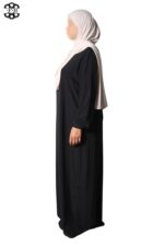 abaya droite manches serrées soie de médine noir El Bassira Sira e black (5)