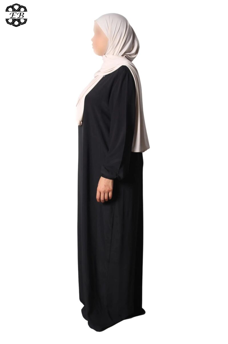 abaya droite manches serrées soie de médine noir El Bassira Sira e black (5)
